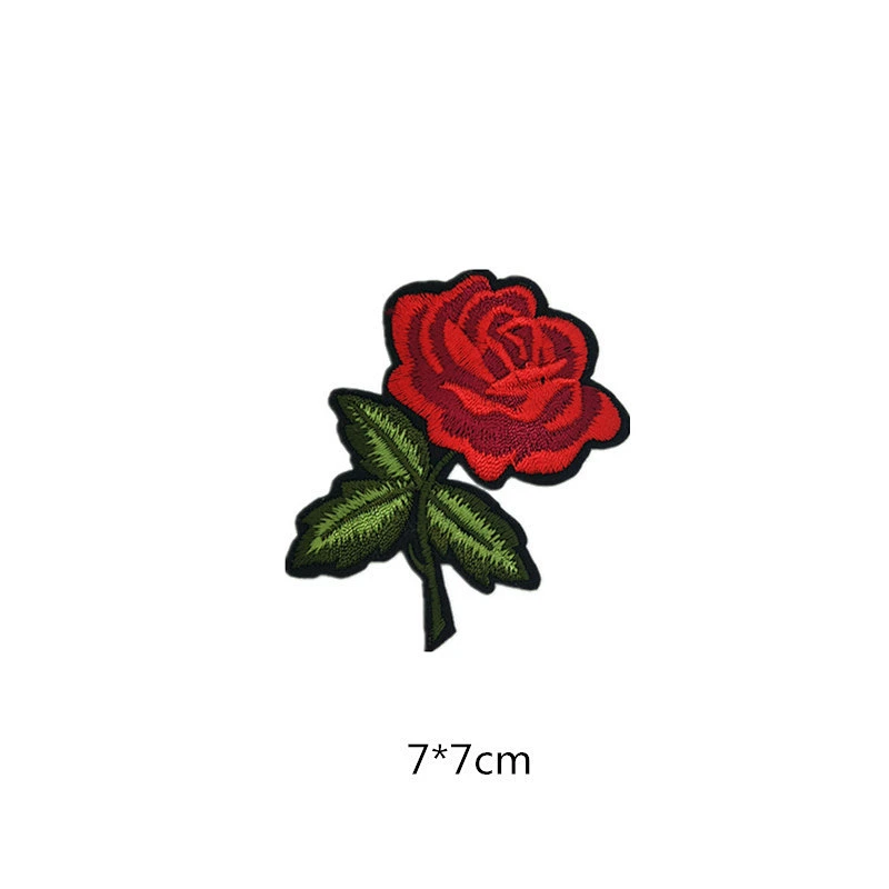 custom various rose shapes iron-on embroidered patch for decoration