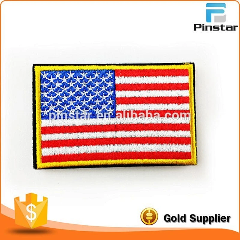 High Quality Iron-on Embroidery Patch in Stock Fashion American National Flag Embroidered Patches