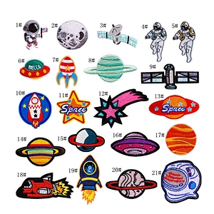 Wholesale In Stock No Minimum Embroidered Planet Badge Embroidery Space Iron On Patches