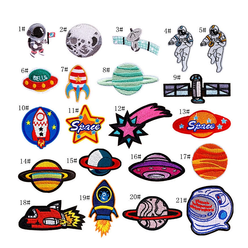 Wholesale In Stock No Minimum Embroidered Planet Badge Embroidery Space Iron On Patches