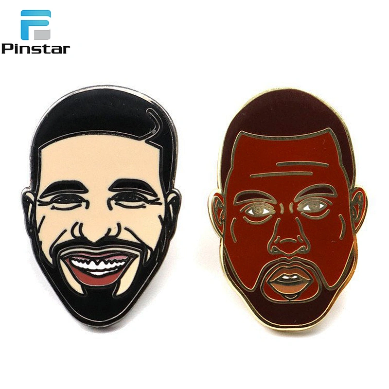 Wholesale custom high quality hard/soft enamel portrait metal lapel pin factory