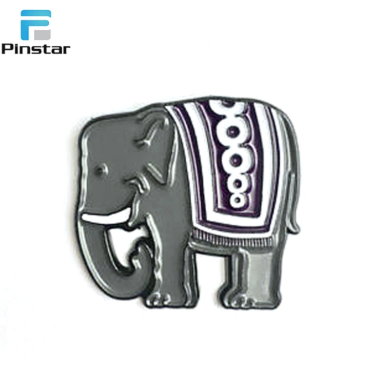 High quality custom enamel pin grey elephant animal lapel pin badge