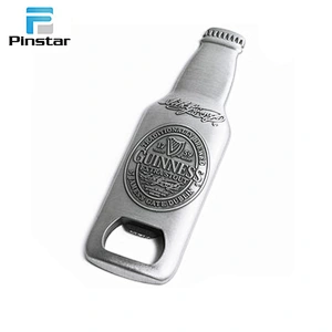 High quality bottle shaped decorative logo metal fancy beer bottle cap opener