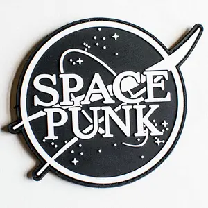 space custom logo cheap clothing PVC soft rubber patches