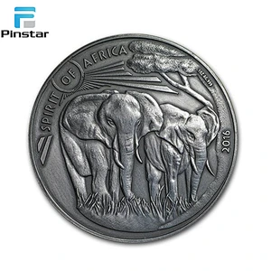 Free sample high quality elephant embossed Souvenir Coins