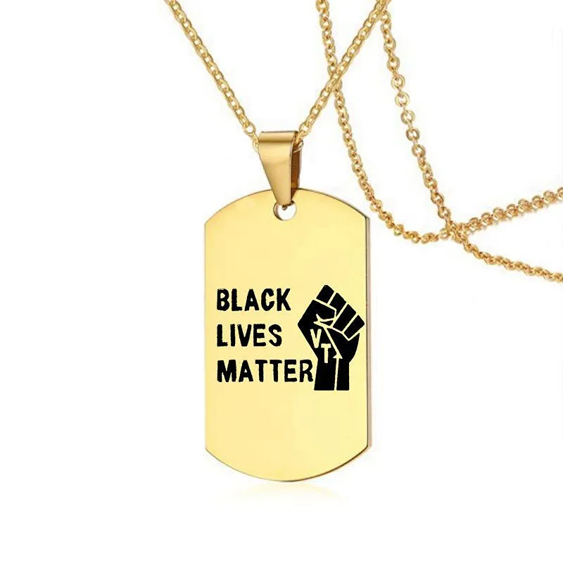 Factory Wholesale In Stock No Minimum Back Lives Matter Jewelry Stainless Steel Gold Charm Necklace