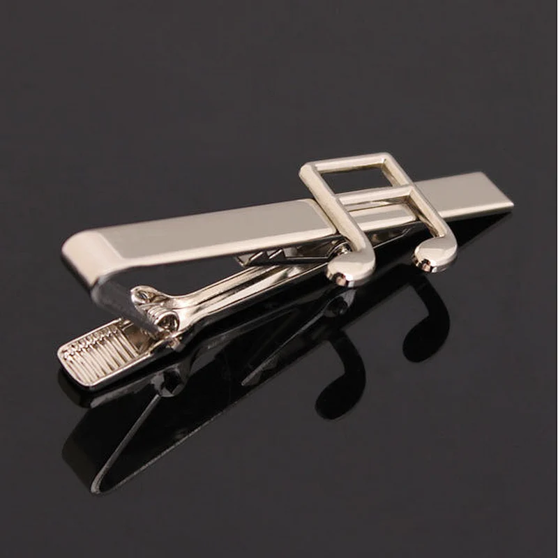 Wholesale custom music note shape design sliver metal tie clip
