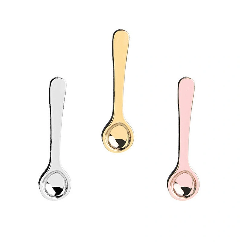 Hot Sale In Stock Custom Cute Mini Gold Silver Copper Metal Coffee Spoon Lapel Pin