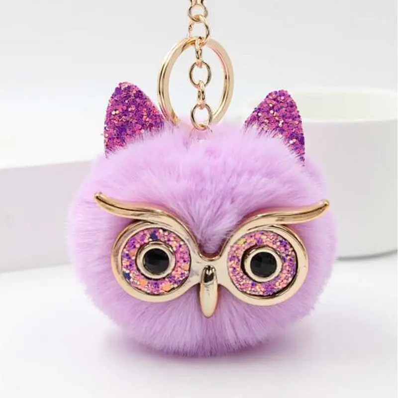 In stock new design key chain Fur pom pom keychain