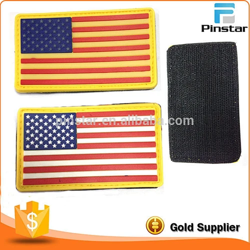 Soft rubber PVC US flag garment patch label