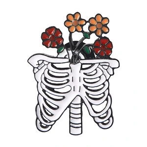 Wholesale In Stock Custom Horror Character Human Skeleton Flower Soft Enamel Hat Lapel Pin