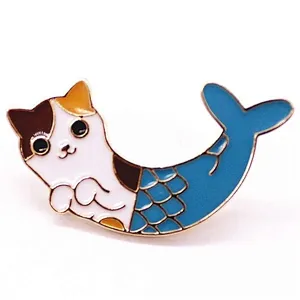 Mermaid Cat Enamel Lapel Pin Badge
