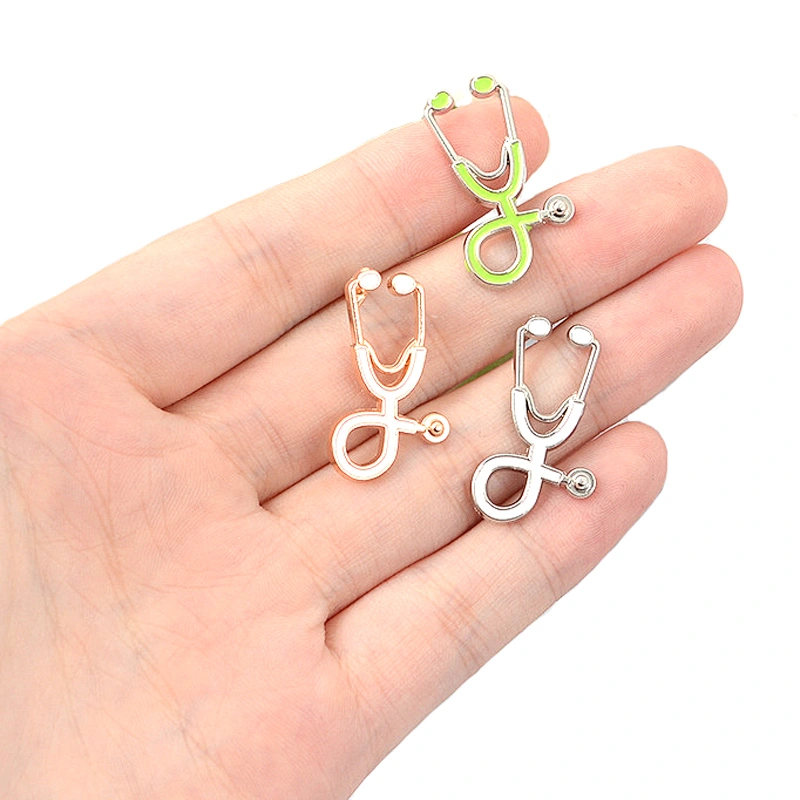 Wholesale In Stock Medical Jewelry Doctor Nurse Stethoscope Enamel Tie Tack Hat Lapel Pin
