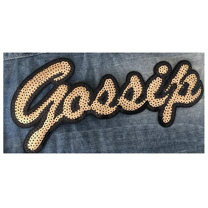 letters design big size clothing brand logo sequin patches