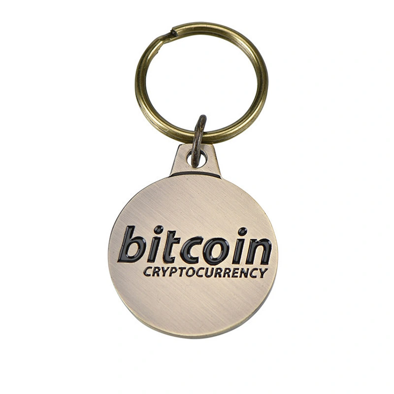 Bitcoin high quality custom metal keychain with keyring