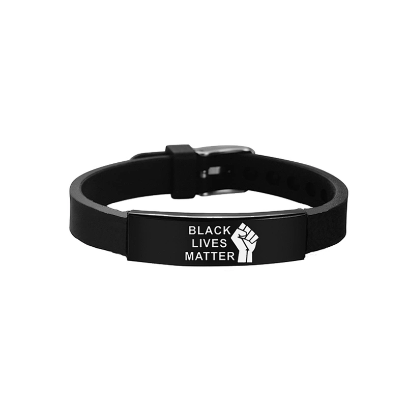 I CAN'T BREATHE Protest Power Stainless Steel Silicone Bracelet Black Lives Matter Engraved Bracelet Women
