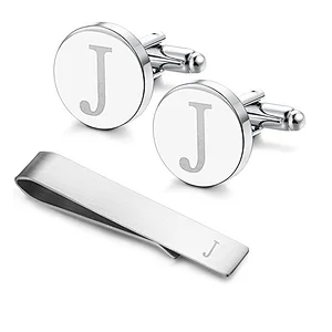 Simple design custom logo stainless steel cufflinks