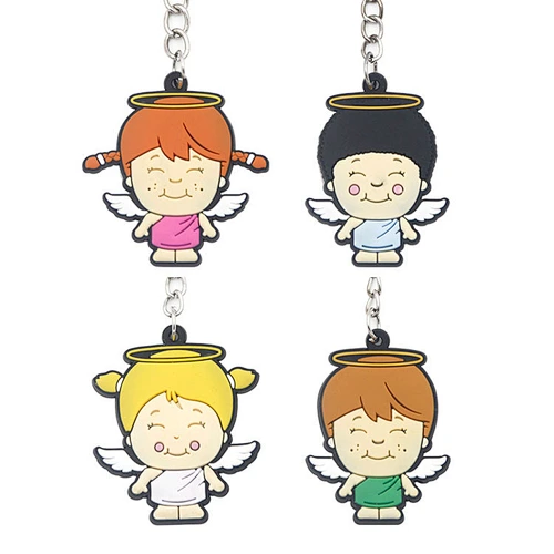 High quality Custom little angle Rubber PVC keychains