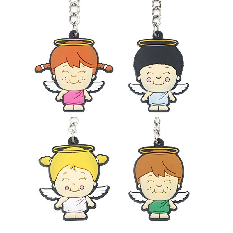 High quality Custom little angle Rubber PVC keychains