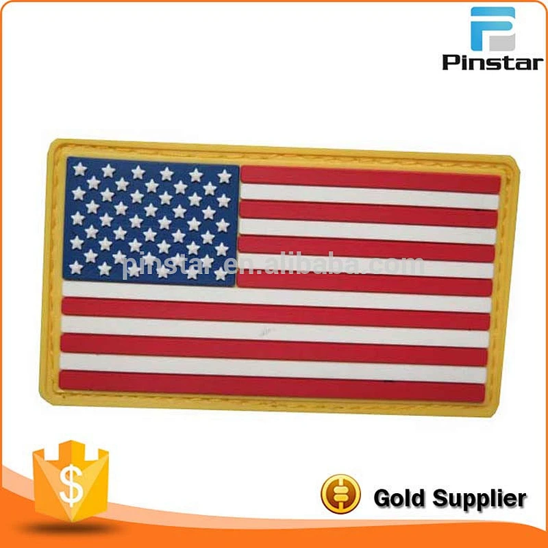 Soft rubber PVC US flag garment patch label