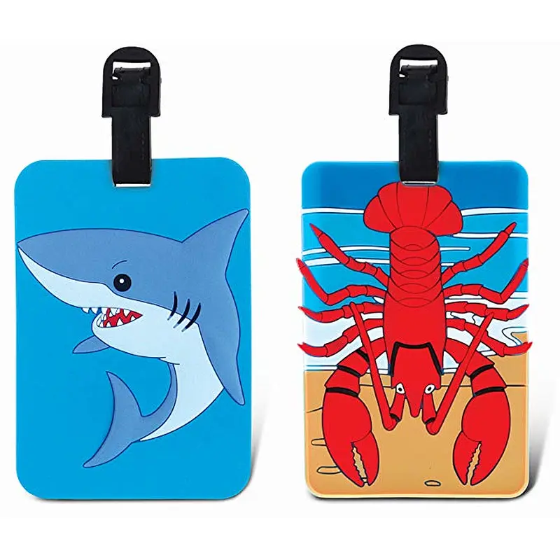Custom shark lobster shape PVC luggage tag