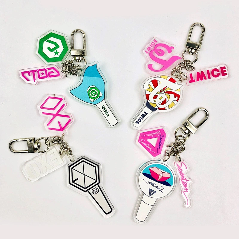 Factory Making Customized Kpop Souvenir Gift EXO GOT 7 Twice Blackpink BTS Army Light Stick Acrylic Keychain