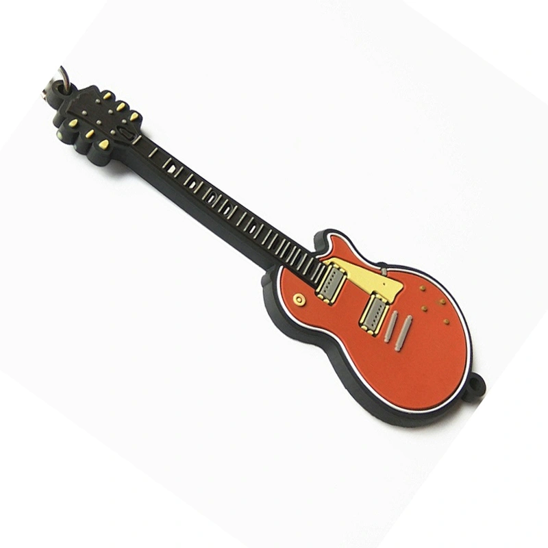 guitar design your own soft pvc keychain with ring