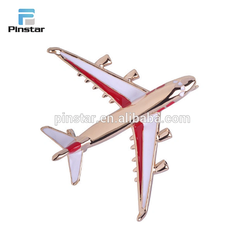 Hot selling custom high quality 3d design airplane shaped metal enamel lapel pin