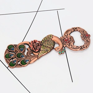 Factory Wholesale In Stock Retro Peacock Stainless Beer Bottle Opener with Crystal Rhinestone No Minimum Order