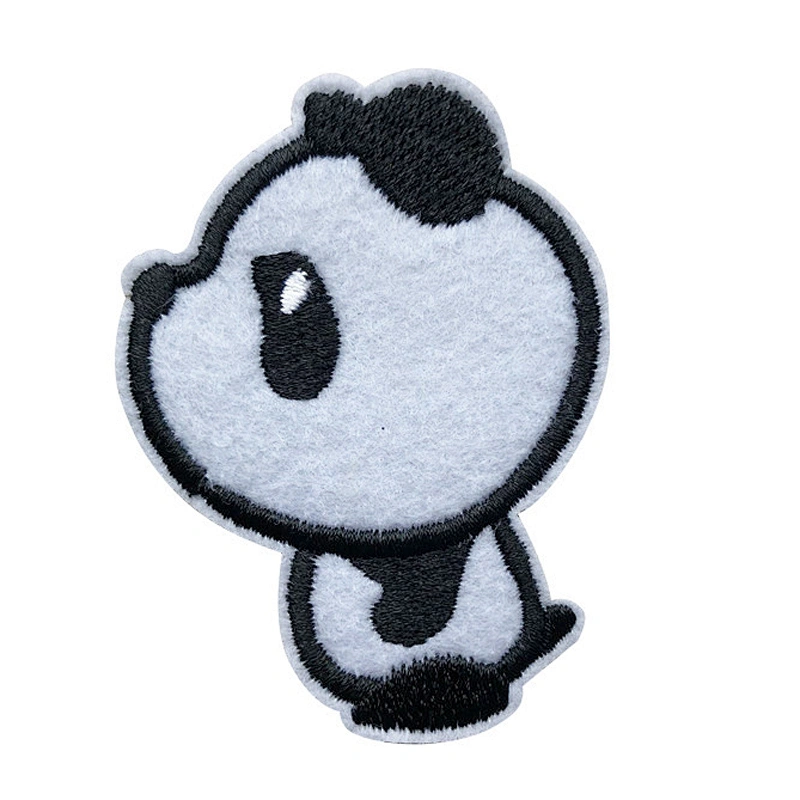 Factory Making Cheap Price Custom Cartoon Black Eye Panda Iron On Patch