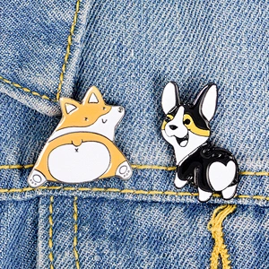 Wholesale In Stock Pet Animal Characters Badge Cute Dog Back Ass Enamel Metal Lapel Pin
