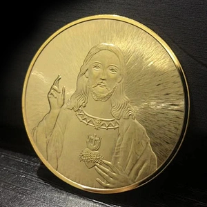 Factory Wholesale In Stock Collectable Souvenir Religious Challenge Coin 18k 24k Gold Jesus Christ Coin