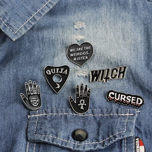 Various Black Enamel Color Witch Pin Hand Shaped Pin