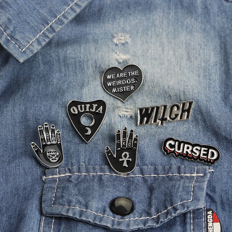 Various Black Enamel Color Witch Pin Hand Shaped Pin