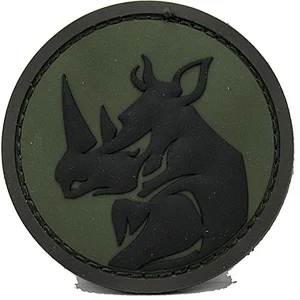 OEM round rhino shape custom rubber 3D soft pvc patch