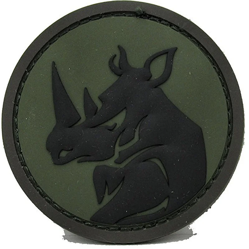 OEM round rhino shape custom rubber 3D soft pvc patch