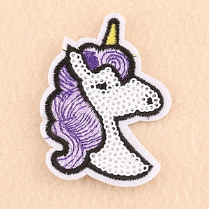 Factory Wholesale In Stock Cute Custom Embroidery Carton Unicorn Patch for Garment
