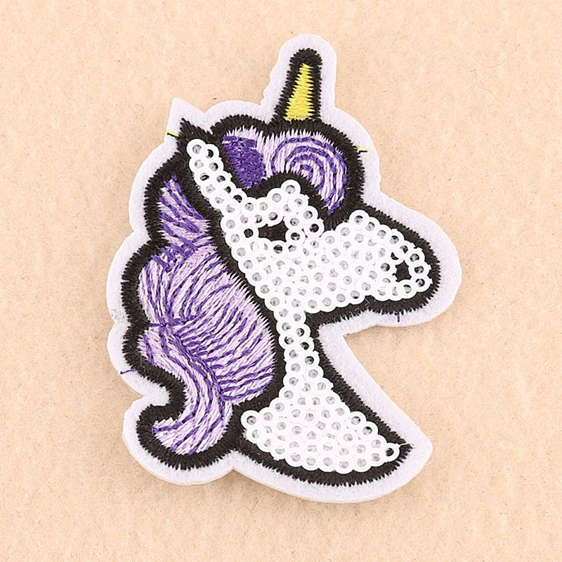 Factory Wholesale In Stock Cute Custom Embroidery Carton Unicorn Patch for Garment