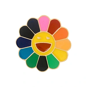 Colorful Sunflower Smile Face Metal Lapel Pin Badge