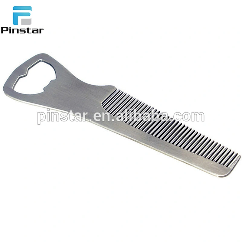 Fashion Stainless steel promotional gifts wholesale beard comb bottle opener