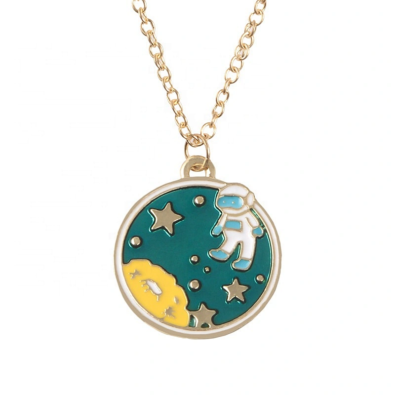 Earth planet stars pendant sweater necklace chain