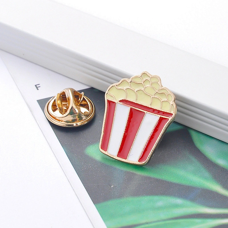 Cute Kitten Burger Ice Cream Popcorn Enamel Pin Brooch Maker