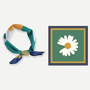 Hot seling popular in Korea little Daisy bandana women scarf silk scarves