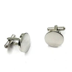High Quality Men Cufflinks Glossy Round Rectangular Stainless Steel Cufflinks