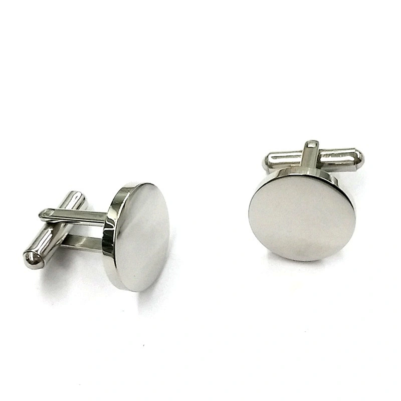 High Quality Men Cufflinks Glossy Round Rectangular Stainless Steel Cufflinks