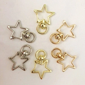 Star pentagram shape keyring silver KC gold accessory metal rings