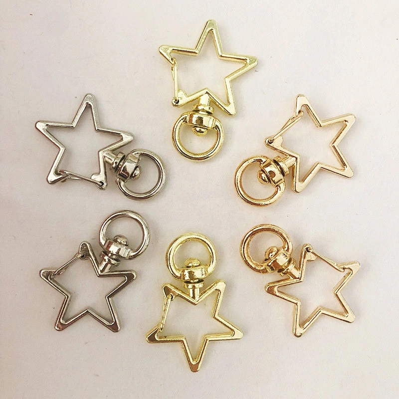 Star pentagram shape keyring silver KC gold accessory metal rings