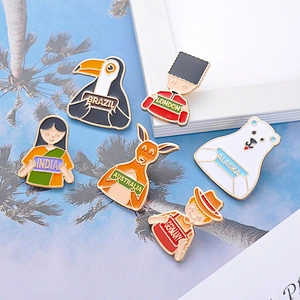 Cute Toucan White Bear Kangaroo Girl Pins Enamel Brooch Metal Enamel Pin Badge Custom
