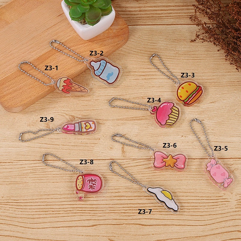 Cute Bead Chain Egg Lipstick Cake Clear Acrylic keychain China