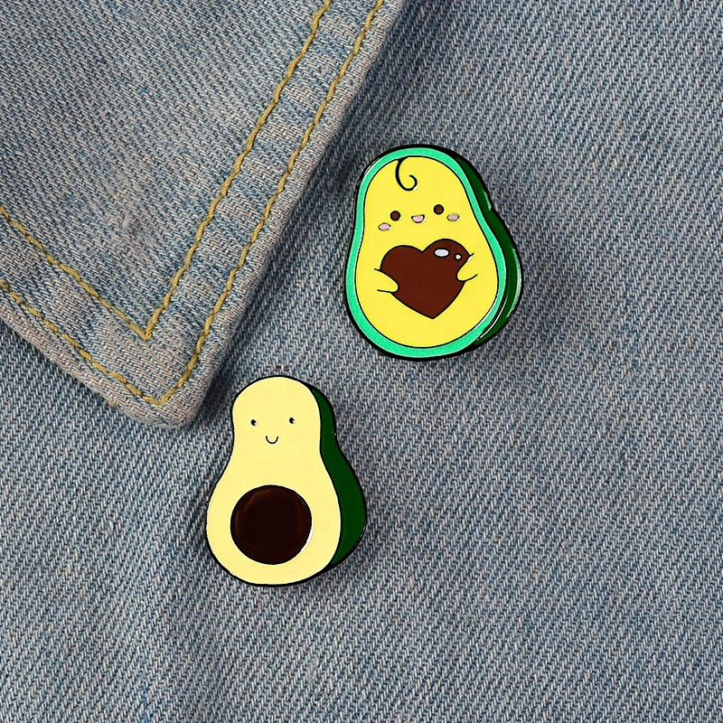 Cute cat eat fruit avocado shape lapel pins wholesale